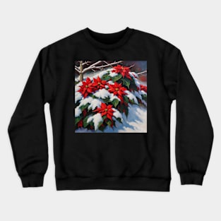 Poinsettias In The Snow II Christmas Flowers Crewneck Sweatshirt